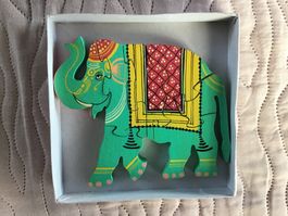 Holzpuzzle Elefant farbig, gebraucht