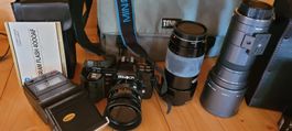 Minolta 7000 Reflex Autofocus mit Zubehör und Objektiven