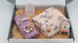 Baby Set: Decke, Mulltuch, Schnullerkette, Greifling, Rassel