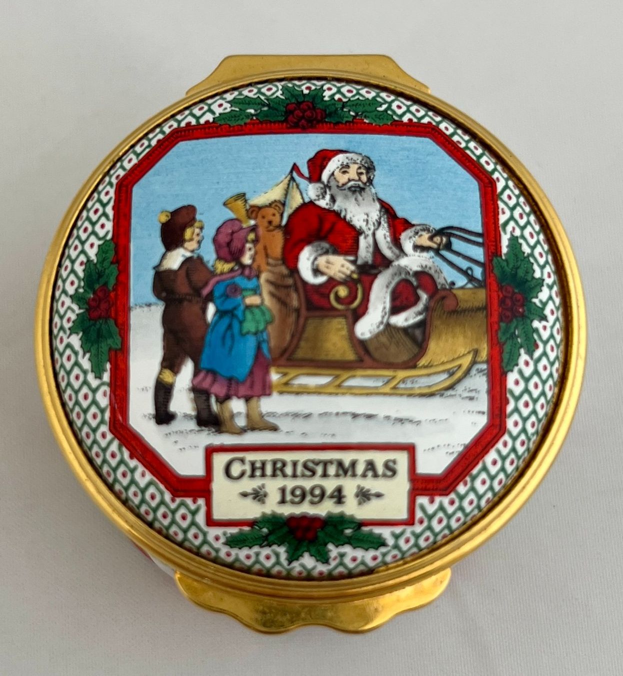 Contenitori & Simili: Halcyon Days Enamels, handbemaltes Weihnachtsdöschen, 1994 – Usato da Zürich venduto da Drahtzug