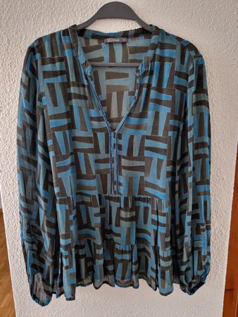 NILE Bluse, Gr. S, blau/schwarz
