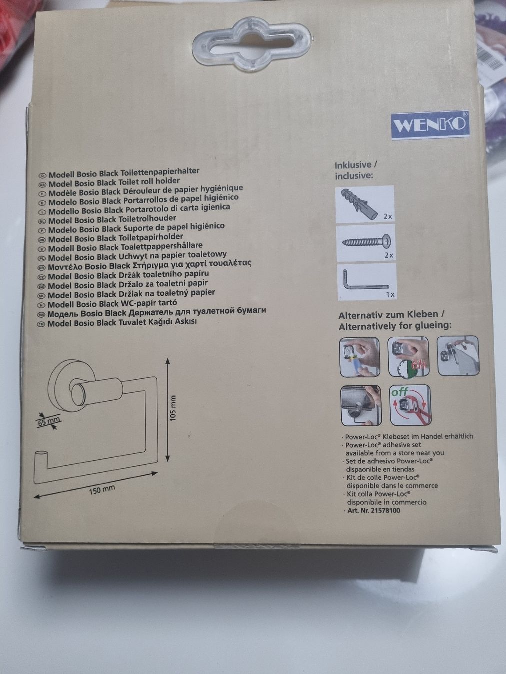 Wenko Supporti a parete: WC-Rollenhalter WENKO Boho schwarz neu – Nuovo e nell'imballaggio originale da Arbon venduto da Deki22 1