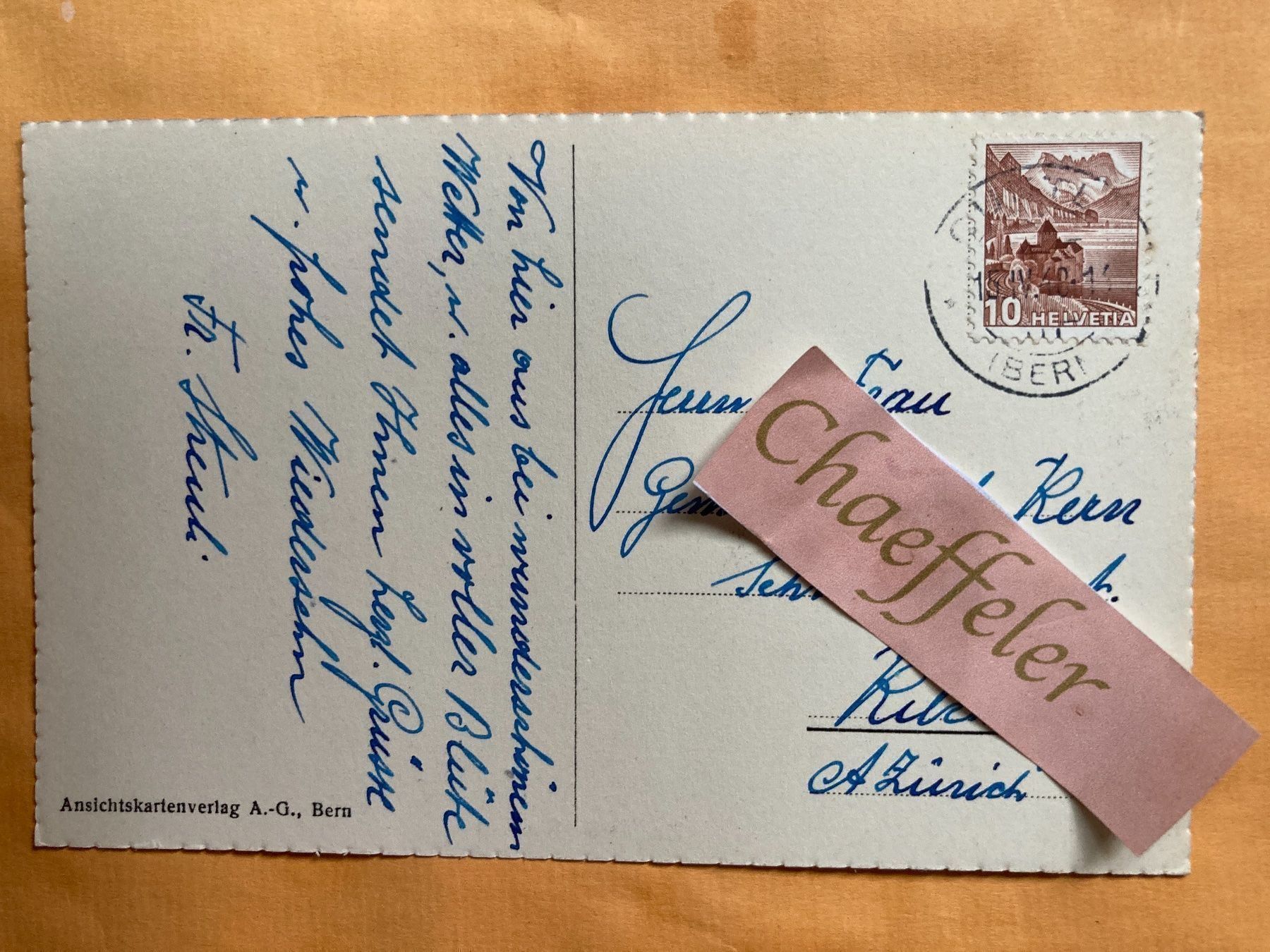 Cartoline postali: 1948.  Nr. 7263 Gunten – Usato da Zürich venduto da Chaeffeler 1
