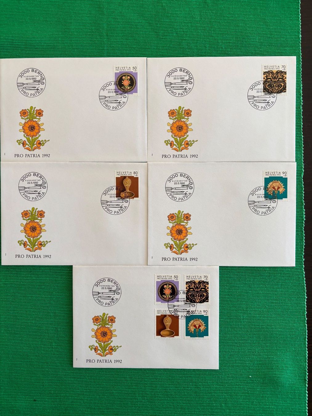 Tutti i francobolli: 1992 Volkskunst  aus  der   Schweiz – Usato da Horw venduto da Luki49