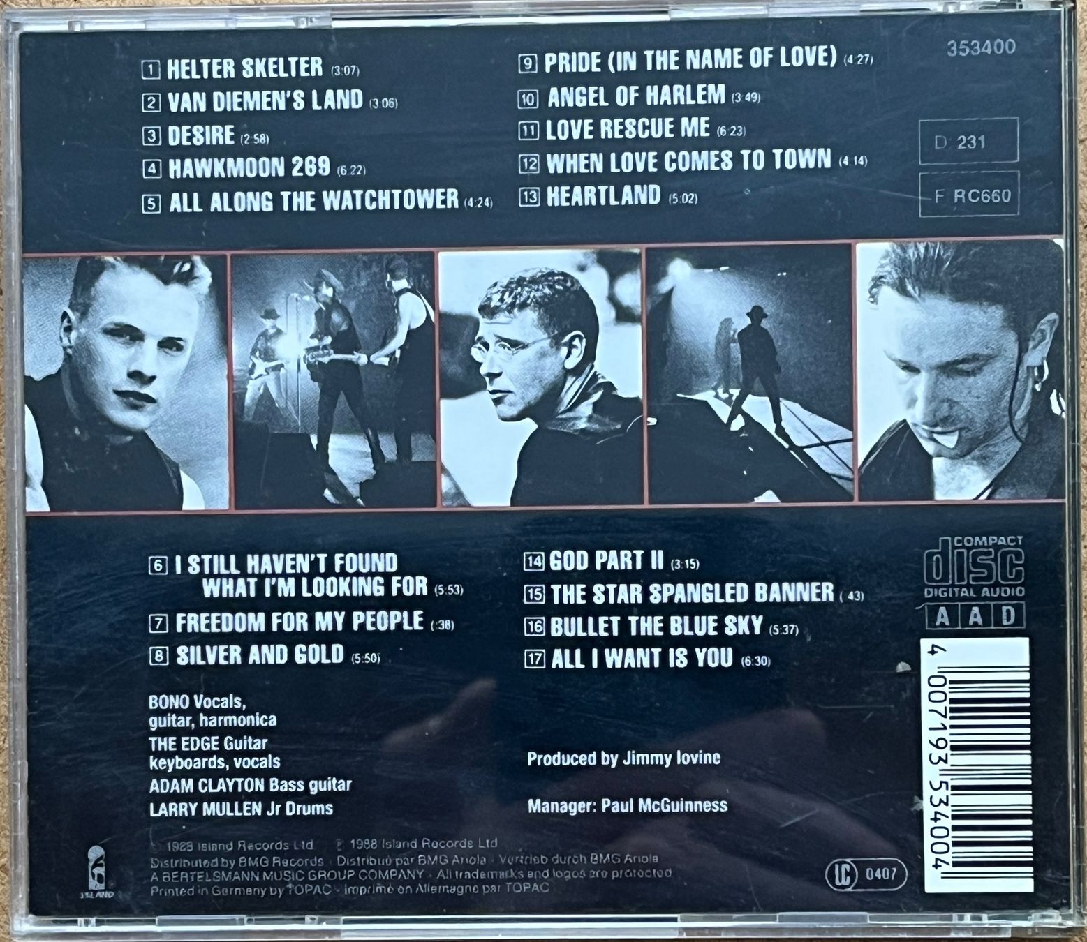 CDs: CD U2/RATTLE AND HUM – Gebraucht aus Renan BE von johncactus 1
