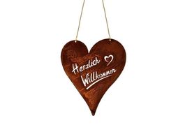 Herz Hänger "Herzlich Willkommen" Rost 20 cm Metall