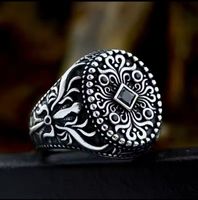 Vintage Gothic Silver Ring with Gemstone