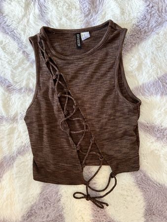 Lace Up Crop Top braun XS/S 