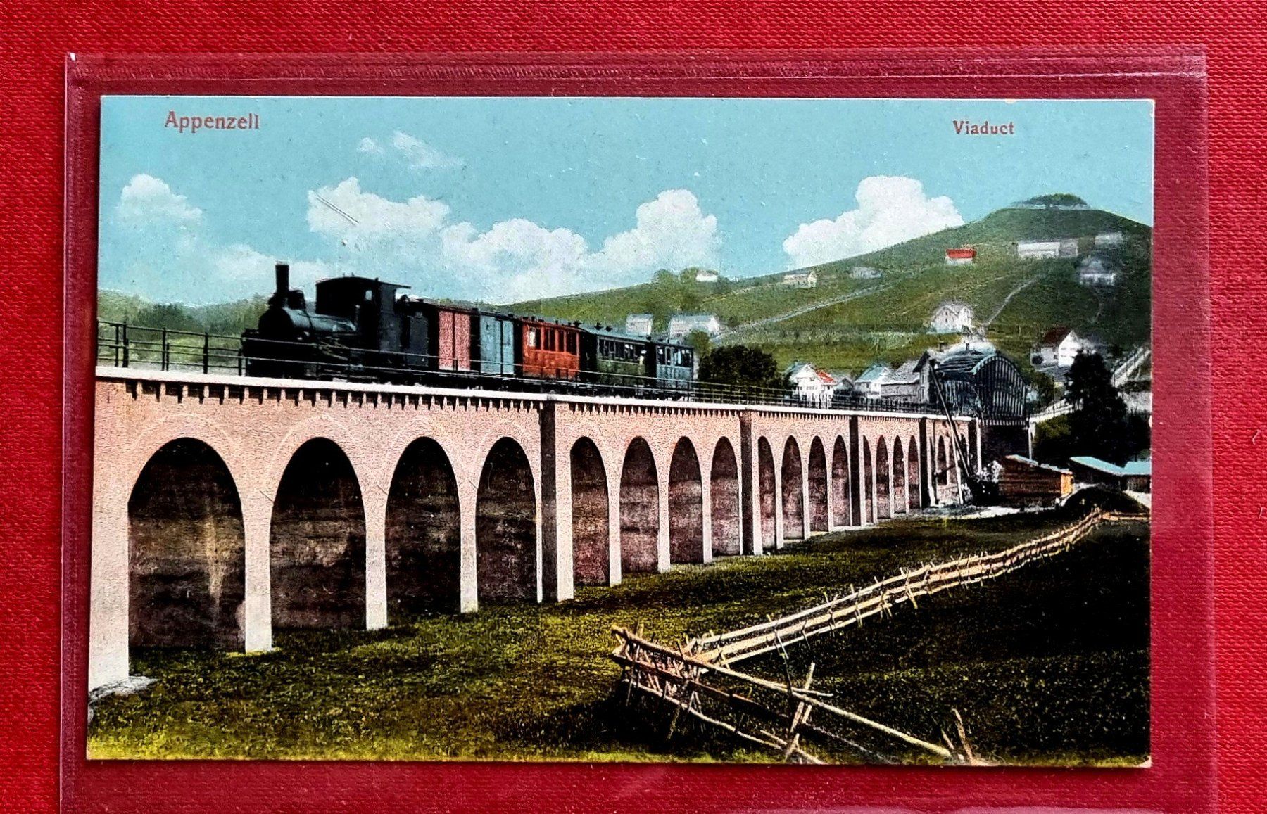 Cartoline postali: Appenzell - Eisenbahn - Dampfzug - Viadukt – Usato da Rothrist venduto da RROENK