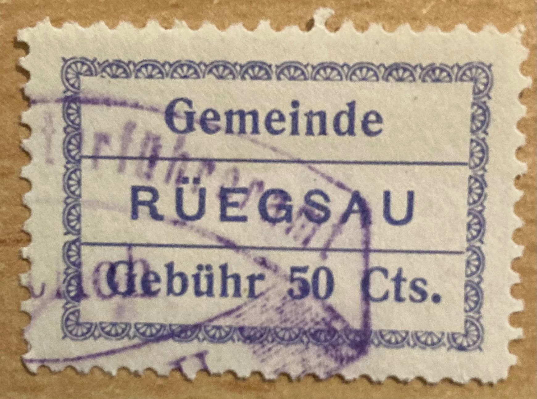 Alle Briefmarken: Fiskalmarke Gemeinde Rüegsau BE – Gebraucht aus Hunzenschwil von zibu88
