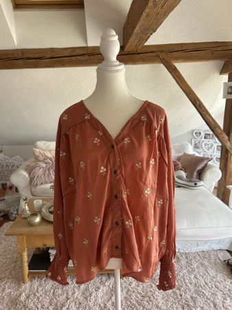 Boho Bluse Gr. L/XL Stickerei gold