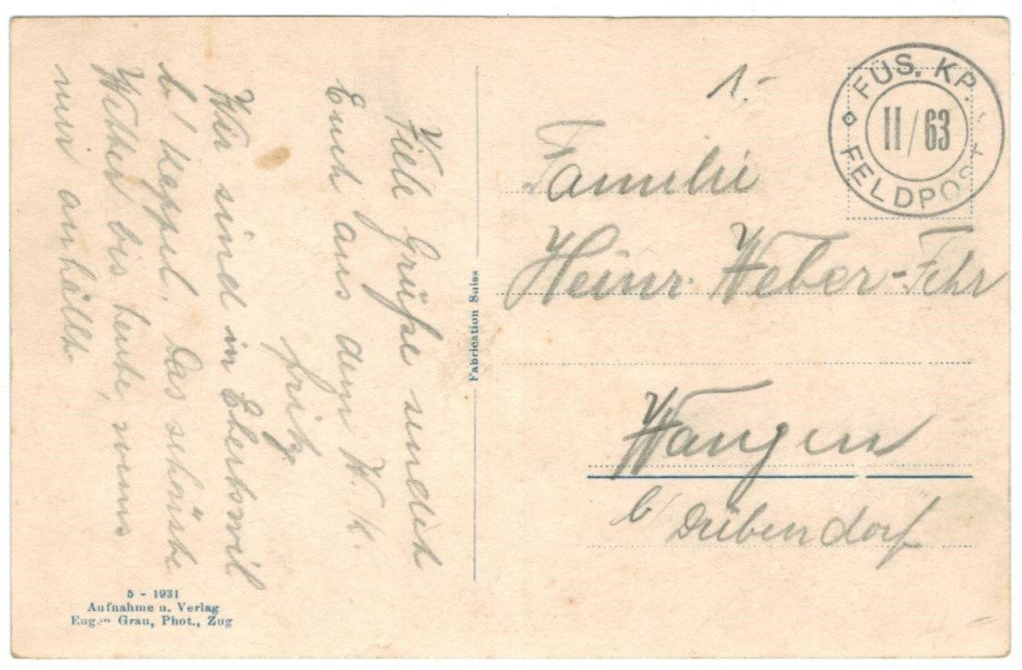 Cartoline postali: AK Ebertswil 1931 – Usato da Zürich venduto da Tolima194 1