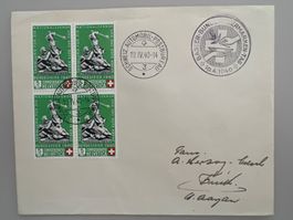1940 Basel Bundesfeiermarken Tag B3 im 4erBlock