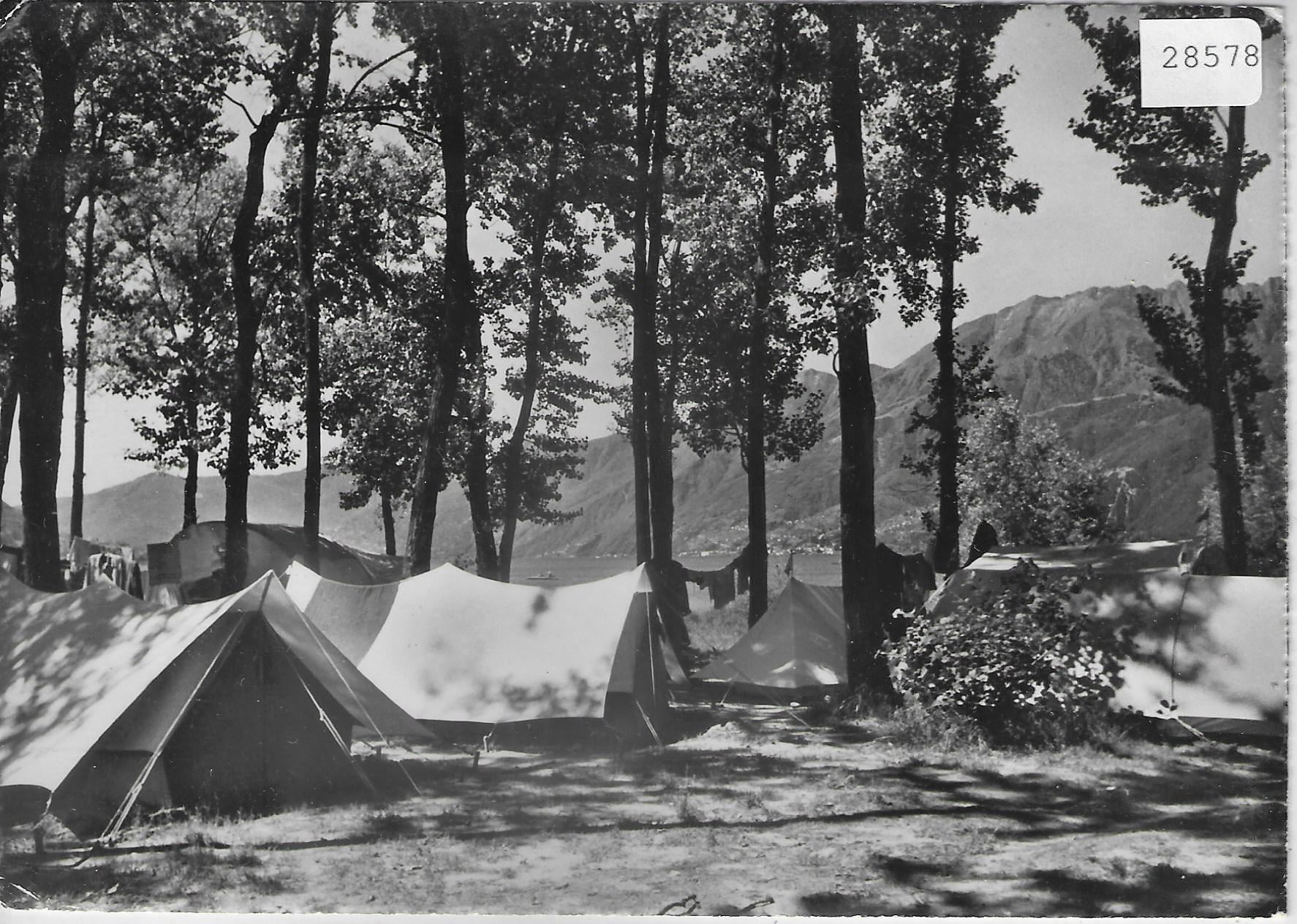 Cartoline postali: Ascona - Camping alla spiaggia del bagno – Usato da Ettingen venduto da Kartenplanet