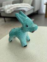 Vintage turquoise small ceramic Italian donkey