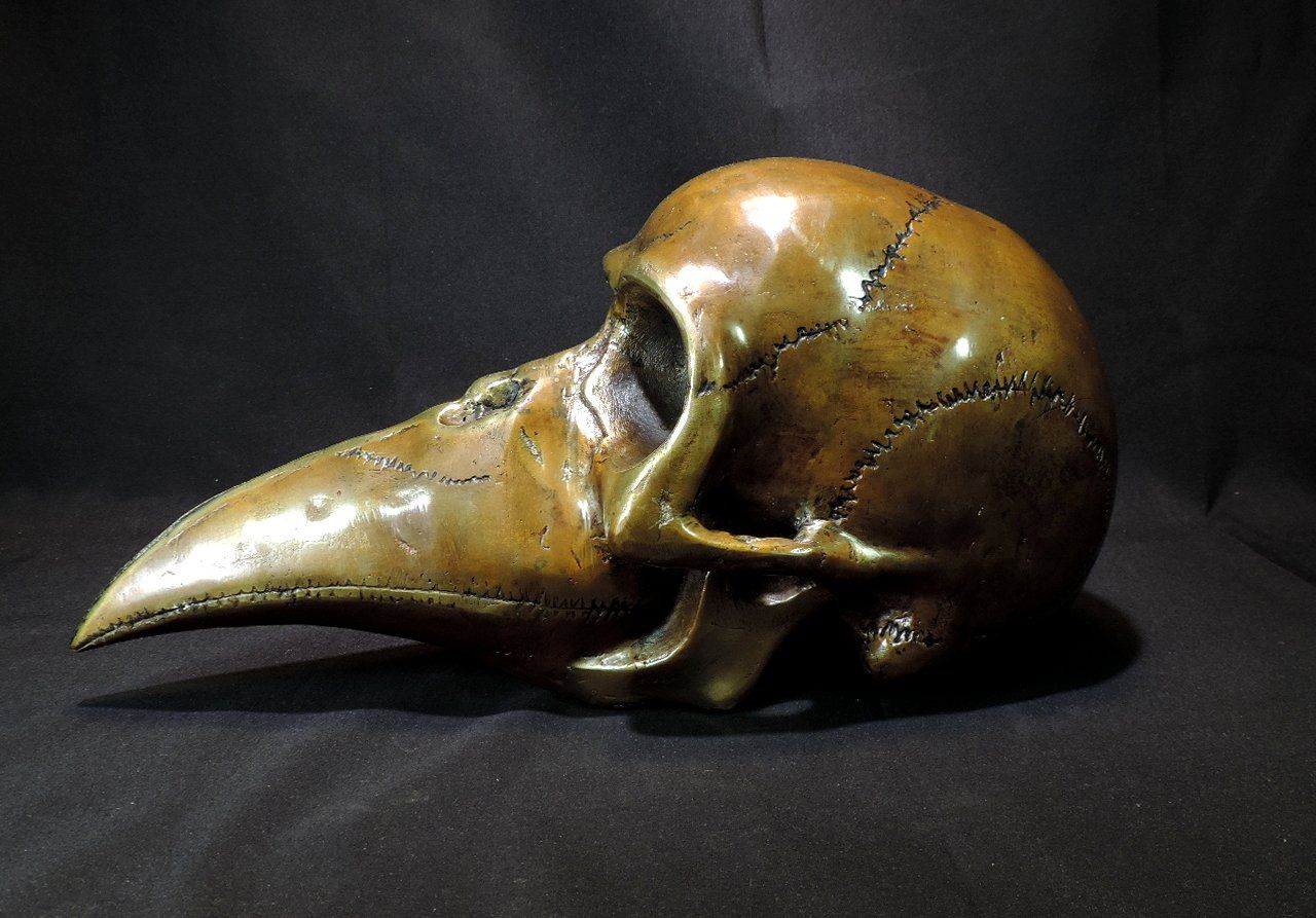 Statuette: Einzigartige Bronze, Pestdoktor, grosse Schädel Figur – Usato da Duggingen venduto da roterbambus 6