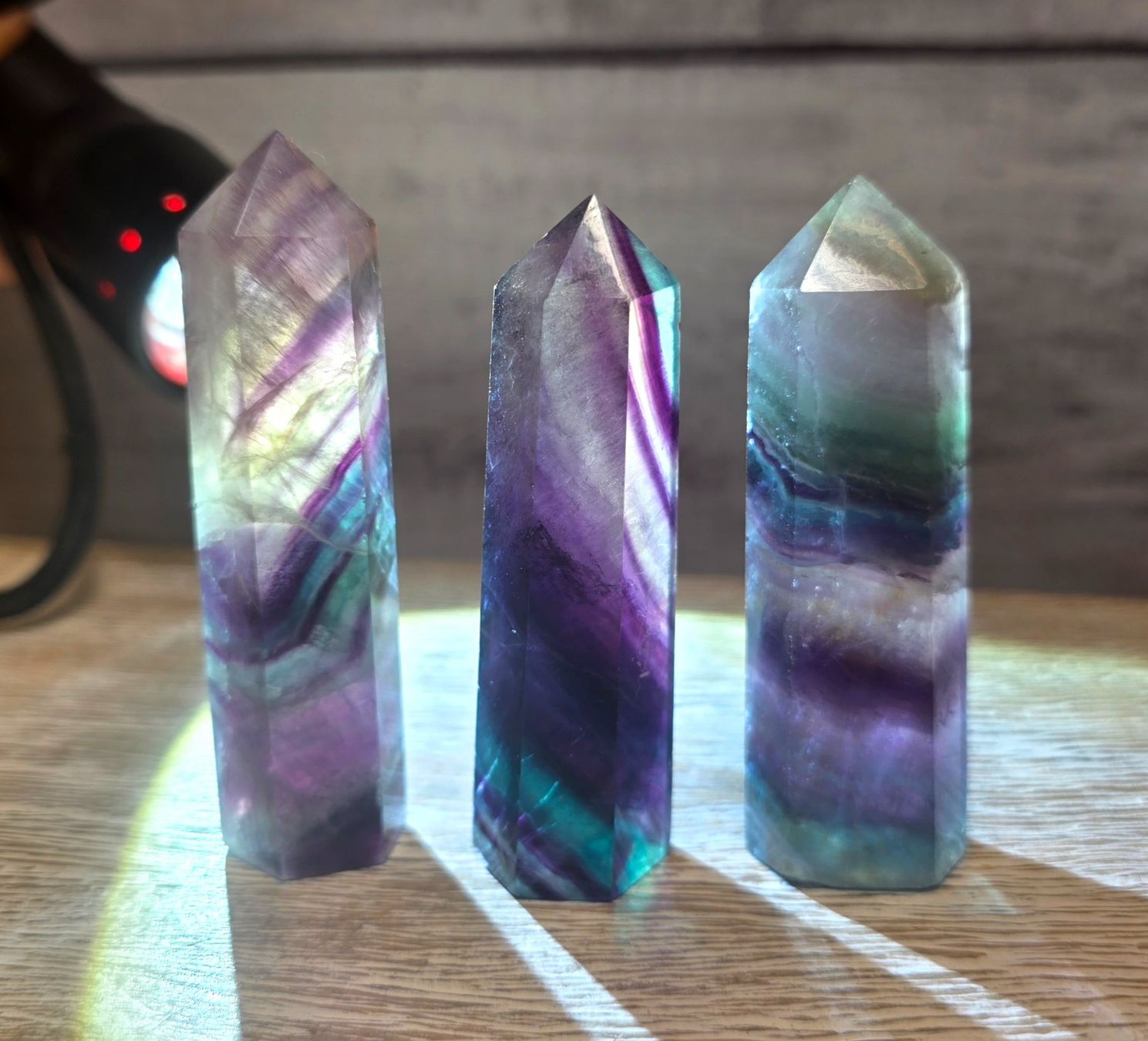 Minerali & Pietre curative: 3 Fluorit Obelisken 237g – Nuovo e nell'imballaggio originale da Matzingen venduto da Shay_Crystalz