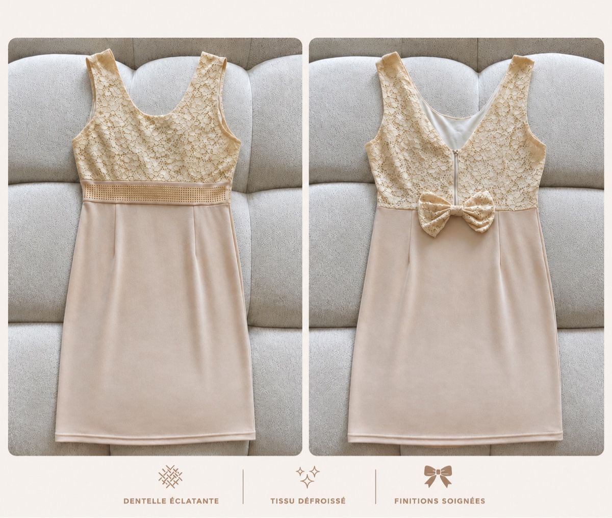 Vestiti: Robe beige élégante avec dentelle – Nuovo (secondo la descrizione) da Bramois venduto da Inarretable.co