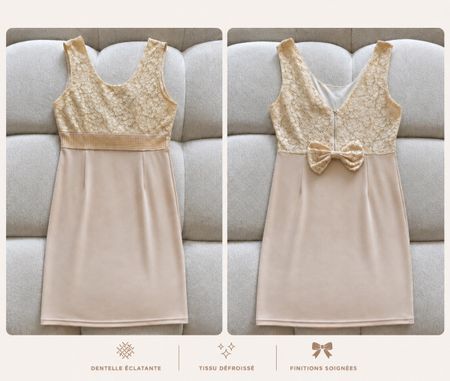 Robe beige élégante avec dentelle