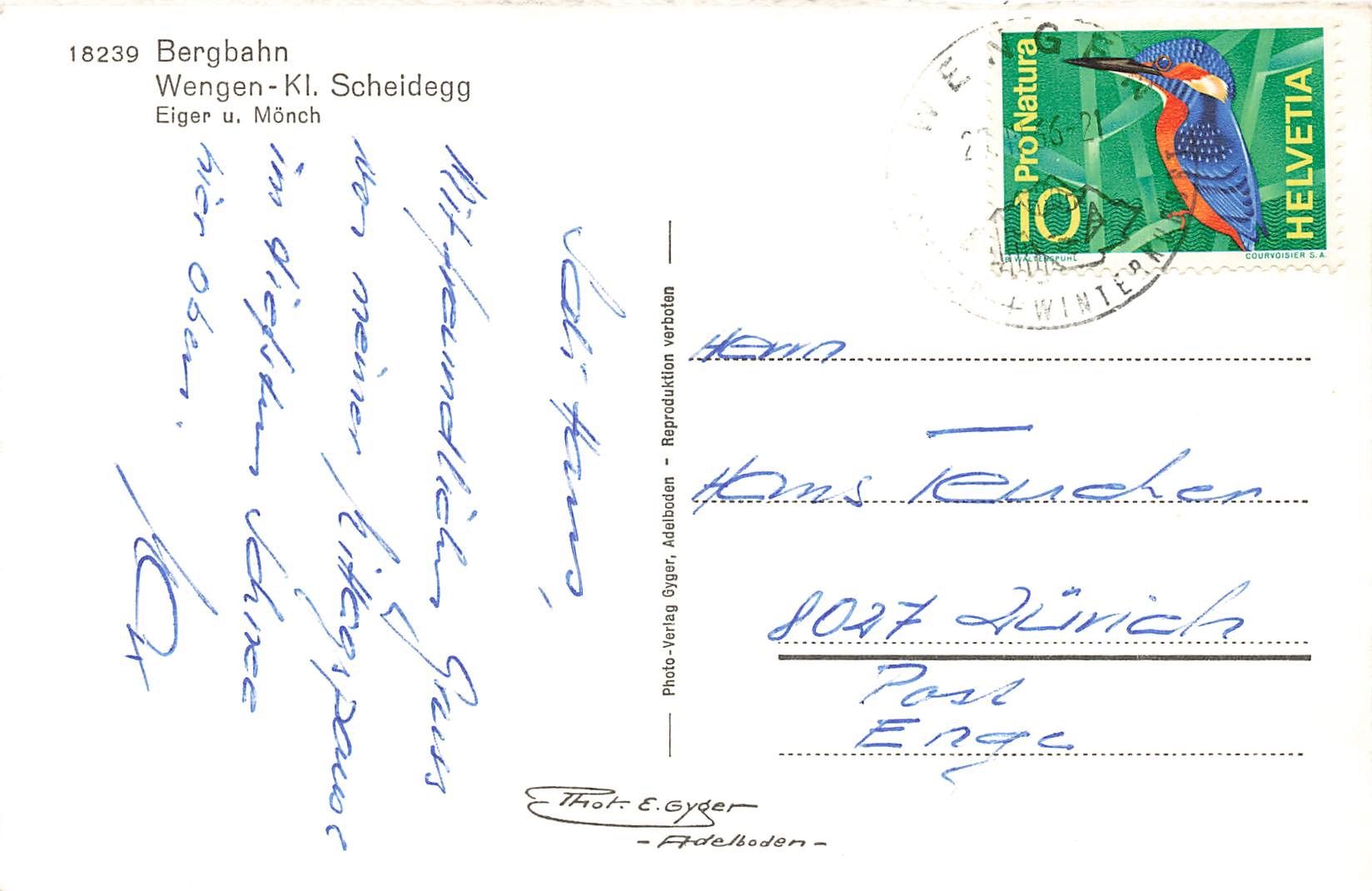 Cartoline postali: Wengen (BE) Wengernalpbahn Eiger und Mönch – Usato da Biasca venduto da Blenio71 1