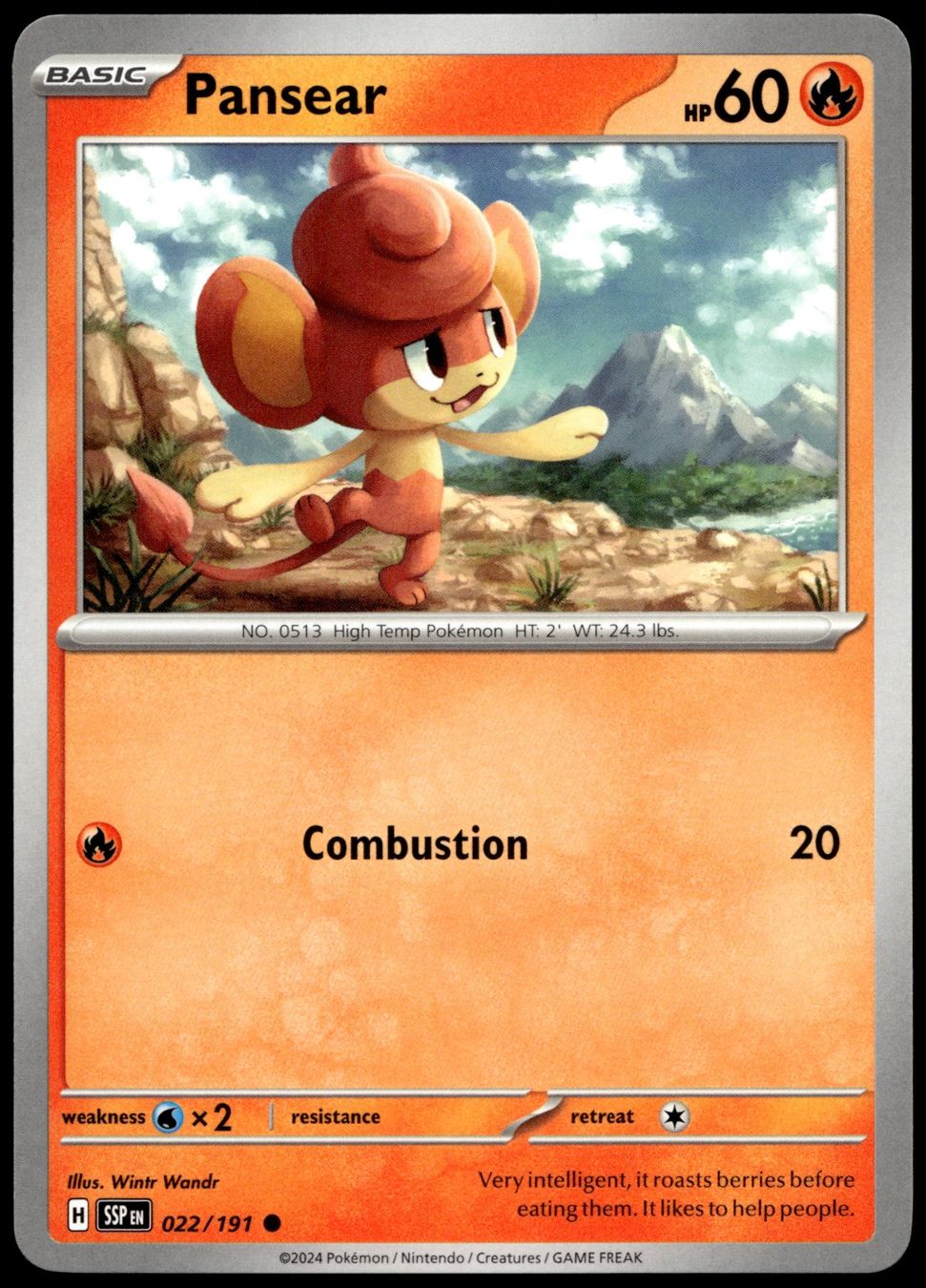 Pokémon Sammelbilder & Trading cards: Pokémon Pansear 022/191   SV08 Surging Sparks – Gebraucht aus Le Mouret von PokemonCards_CH