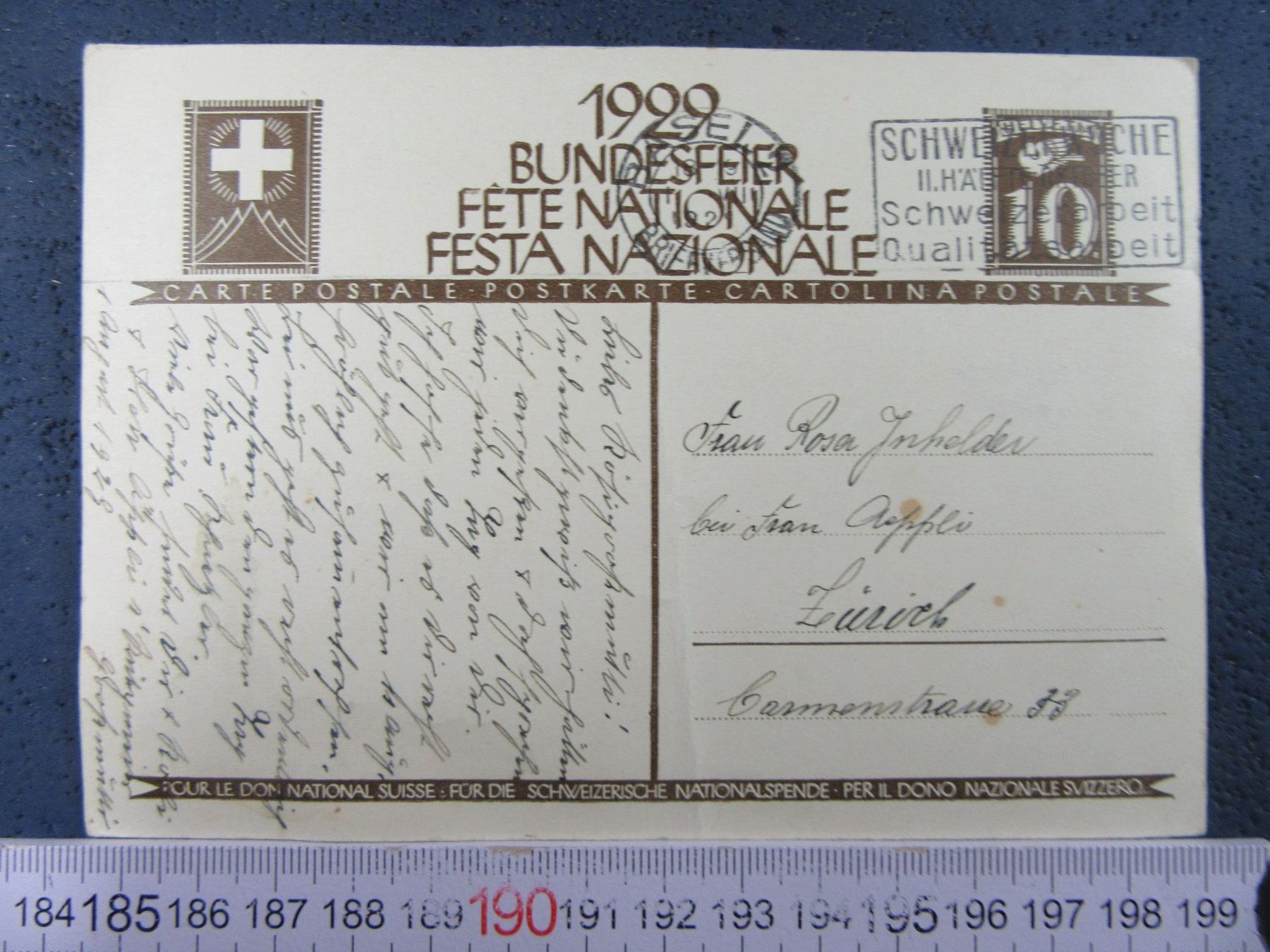 Cartoline postali: ARMEE SCHWEIZ 1929 BUNDESFEIER AK – Usato da Ettingen venduto da Hausi4711