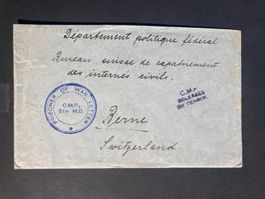 Schweiz 1915 Prisoner of War Letter C.M.F. 5th M.D. n. Bern