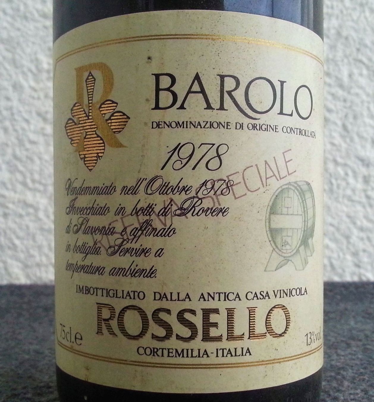 Wein: Wein 1978 Barolo Riserva Speziale, ROSSELLO – Gebraucht aus Oberriet SG von Manick 1