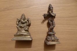 2x indische Metallfiguren Götter Shiva Ganesha