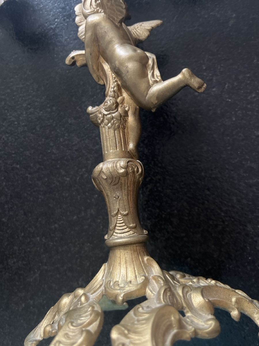 Portacandele: Paar Alte Bronzene Kerzenleuchter mit Engels – Usato da Brienz BE venduto da hey_z9vg 6