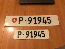 2x Nummernschild Post PTT 91945 Geburtsjahr Monat