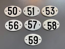 7 x Emailschild / Hausnummer Schild 50er Nummern (9 x 6 cm)