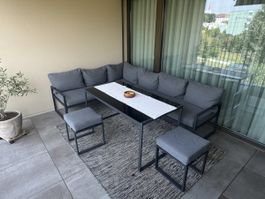 Balkon/Garten Lounge Set inkl. Tisch und Hocker