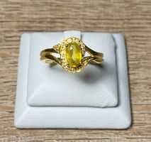 Gelber Saphir Ring 💎✨ 925 Silber vergoldet S289