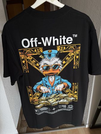 Off-White T-Shirt Black Graphic Print Cotton Size XL New 