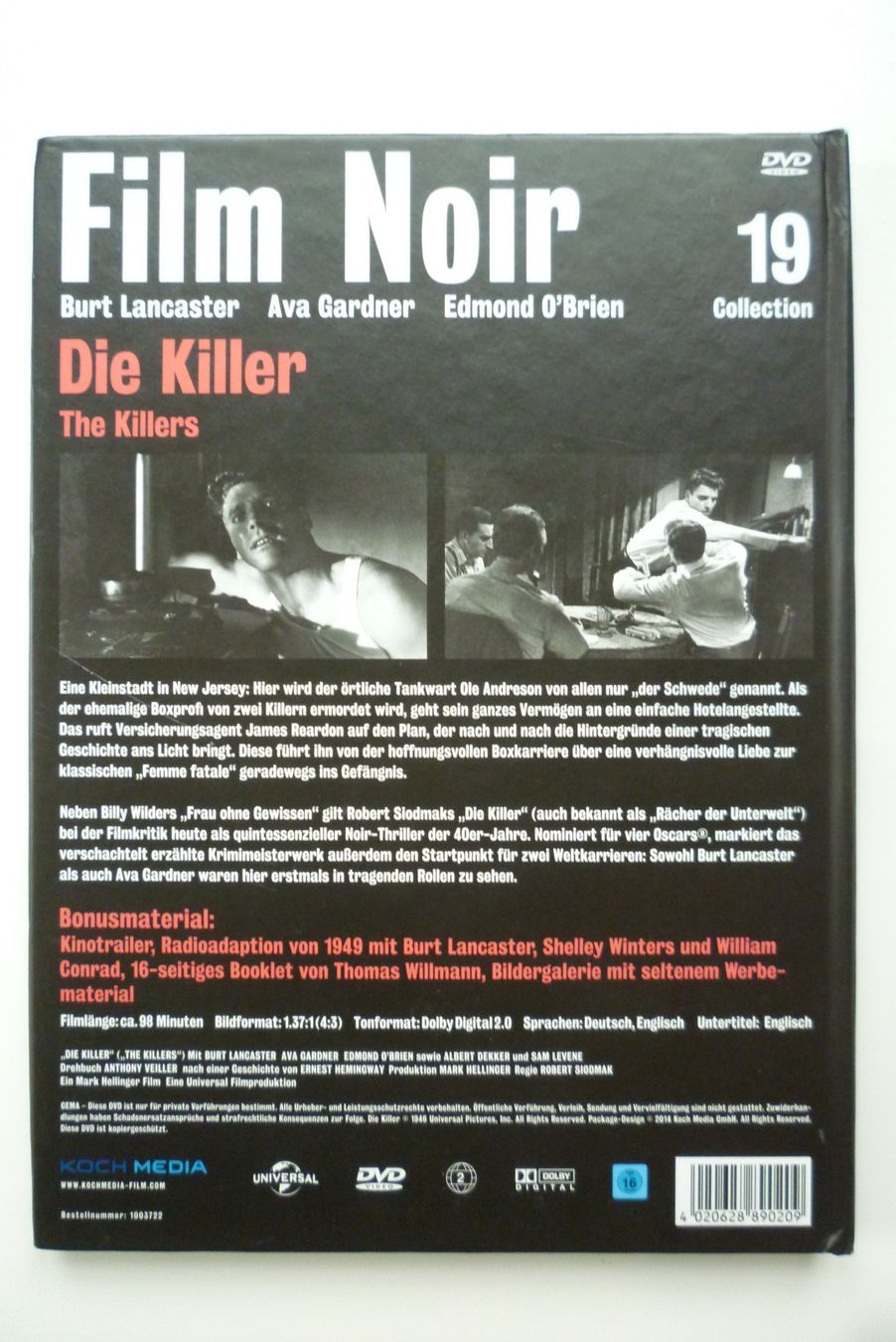 Tutti i DVDs: Die Killer - Klassiker 1946 - Burt Lancaster - Mediabook – Usato da Münchenstein venduto da antares09 1