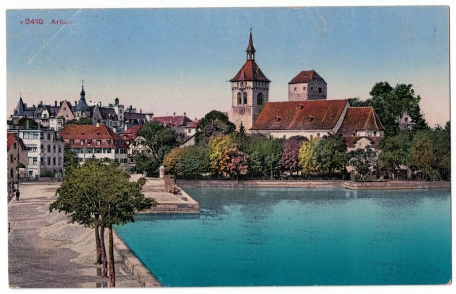 Cartoline postali: Arbon, Kirche am See, gelaufen 1927 – Usato da Frauenfeld venduto da POML