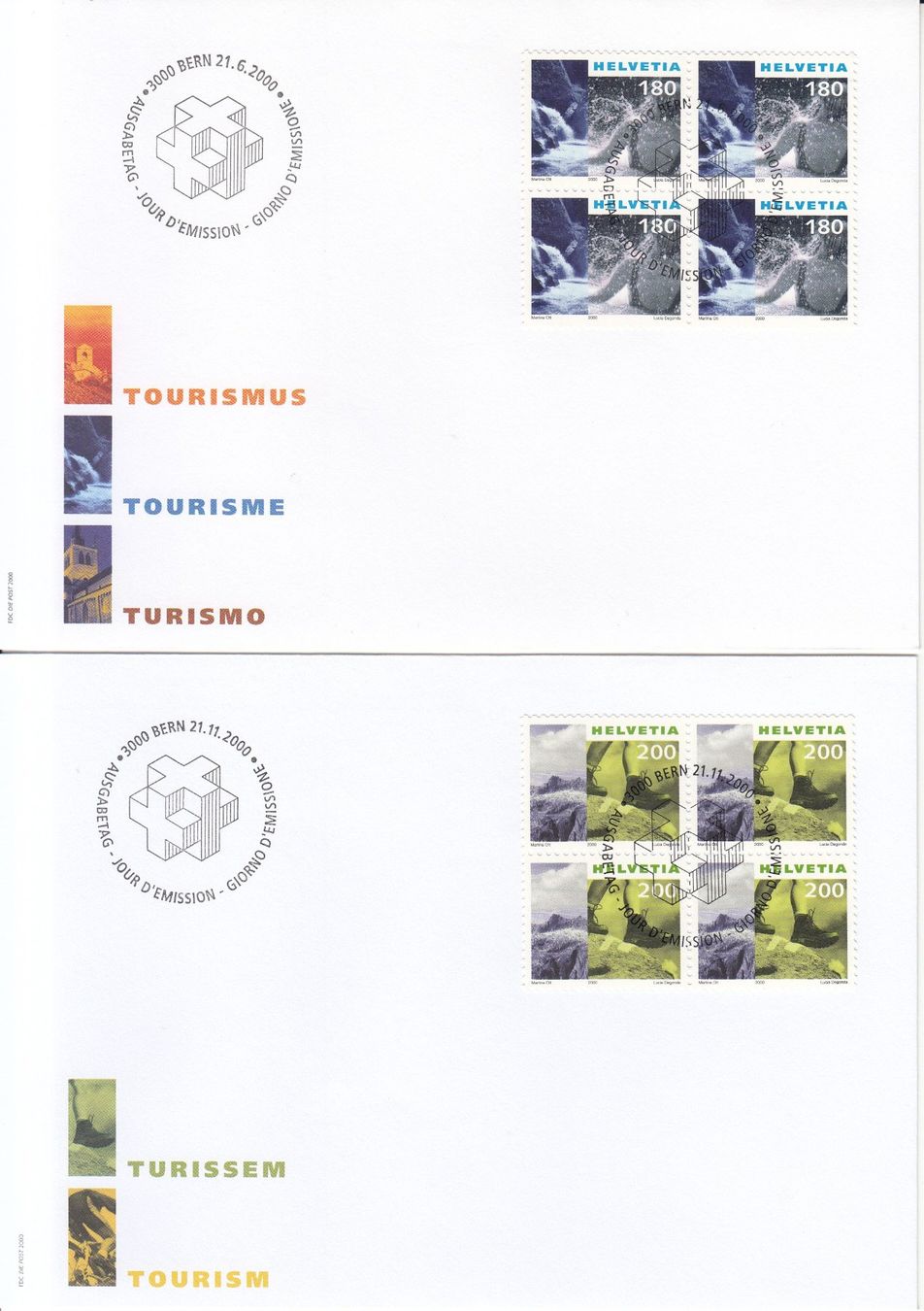 Alle Briefmarken: SBK 1000 - 1004 im 4er-Block FDC – Gebraucht aus Bürglen TG von StampGraf 2