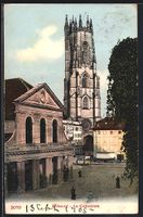 Fribourg, La Cathédrale, Strassenbahn