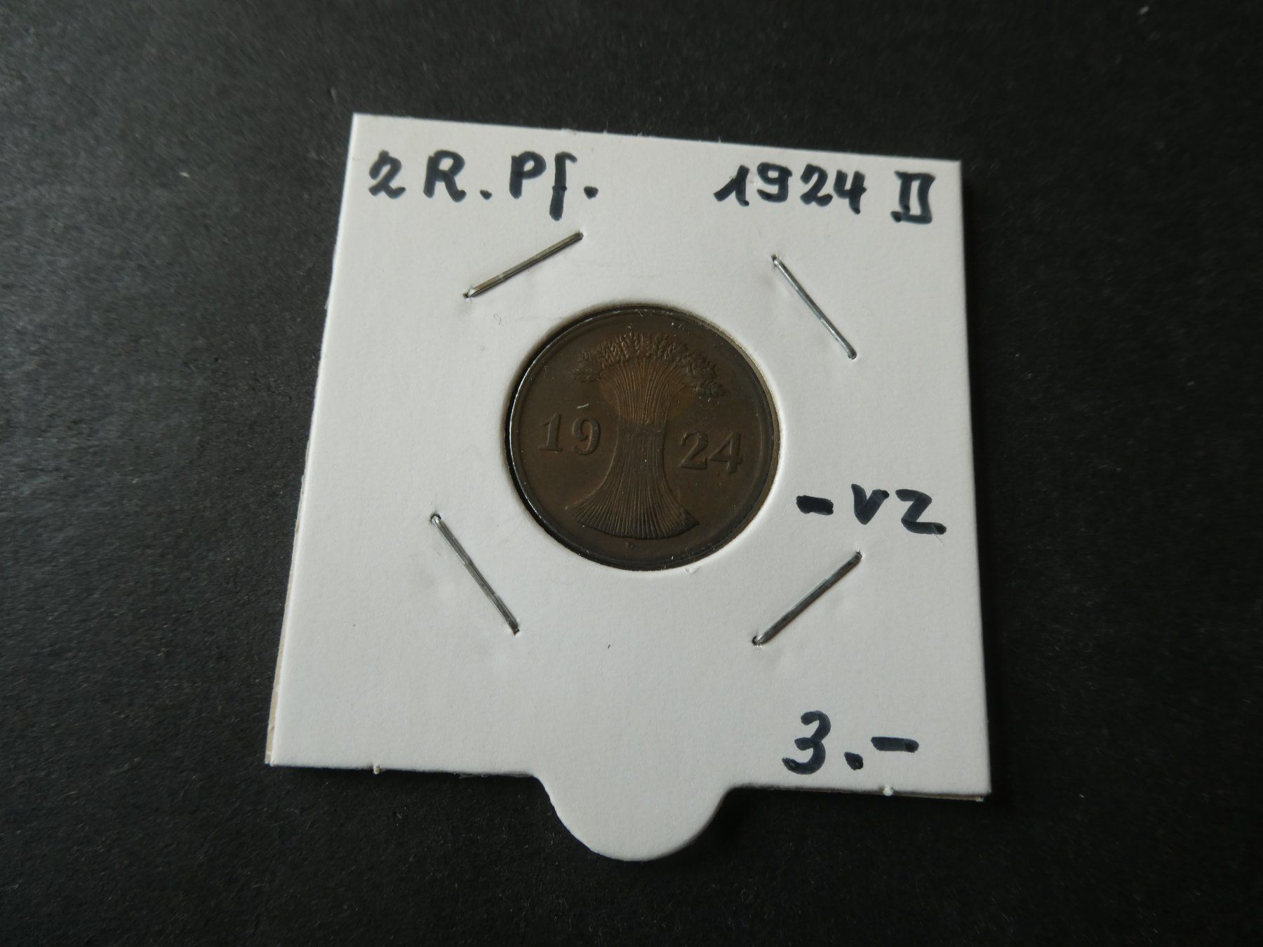 Toutes les monnaies: Dt. Reich 1924 D, 2 Reichspfennig – D'occasion à Hinterforst par Rohusri