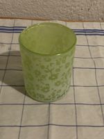 Windlicht Glas grün mit Blumenmuster 