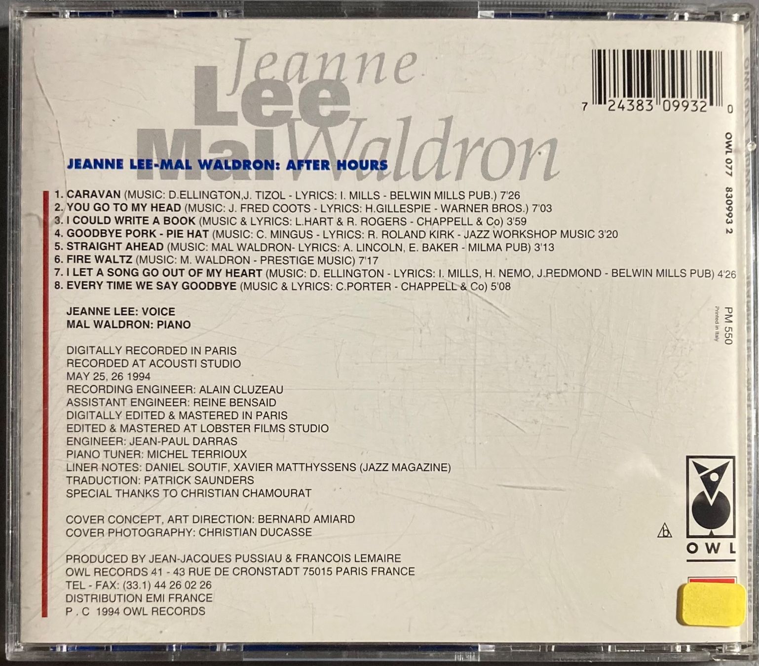 CDs: JEANNE LEE / MAL WALDRON - AFTER HOURS – Gebraucht aus Poliez-Pittet von Newtown-Records 2
