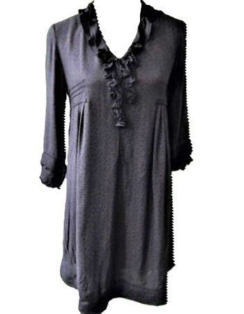 Gr. 34 COP COPINE Kleid grau schwarz, Kringelmuster Viskose