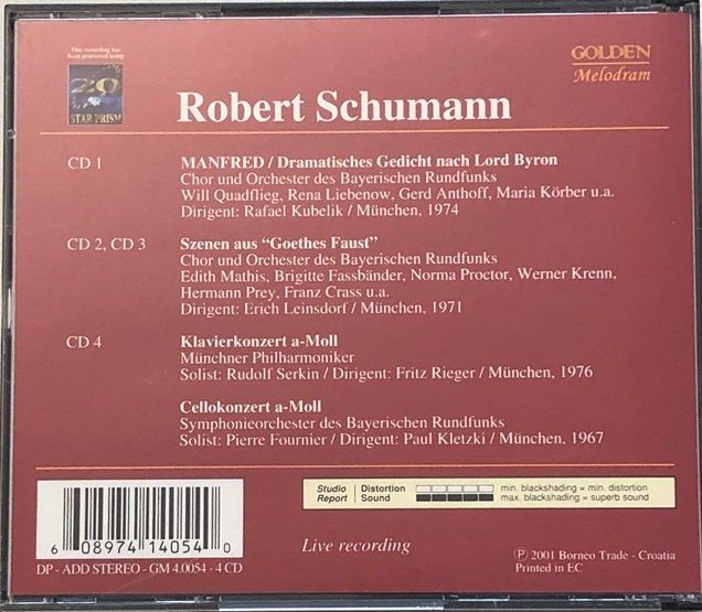 CD: Schumann - Manfred / Goethes Faust / Klavier- Cellokonzert – Usato da Grüningen venduto da azulblanco 1