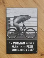 Deko Tafel Frauenpower Guinness Fish Bicycle Woman 