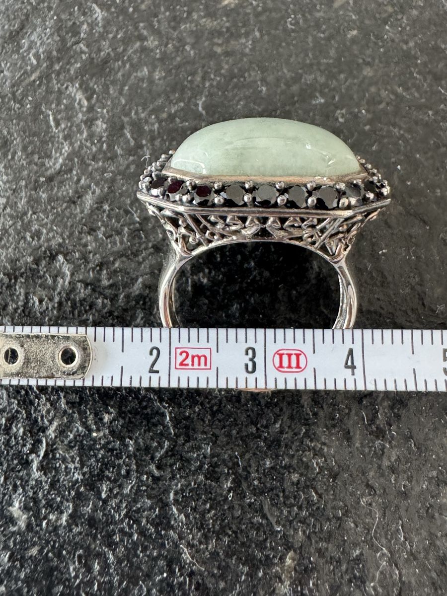 Anelli: Wunderschöner silbriger Jade/onyx Damenring – Nuovo (secondo la descrizione) da Bellikon venduto da tomsawyer_75 3