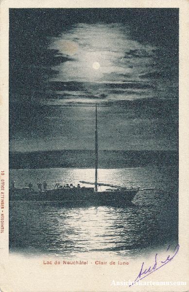 Cartoline postali: Neuchâtel - Clair de Lune + 1904 – Usato da Emmenbrücke venduto da teestube