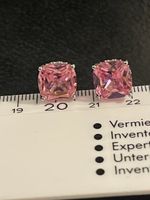 Boucles d'oreilles carrées  pierre quartz rose neuve 
