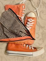 Pinke kniehohe Canvas Stiefel 38