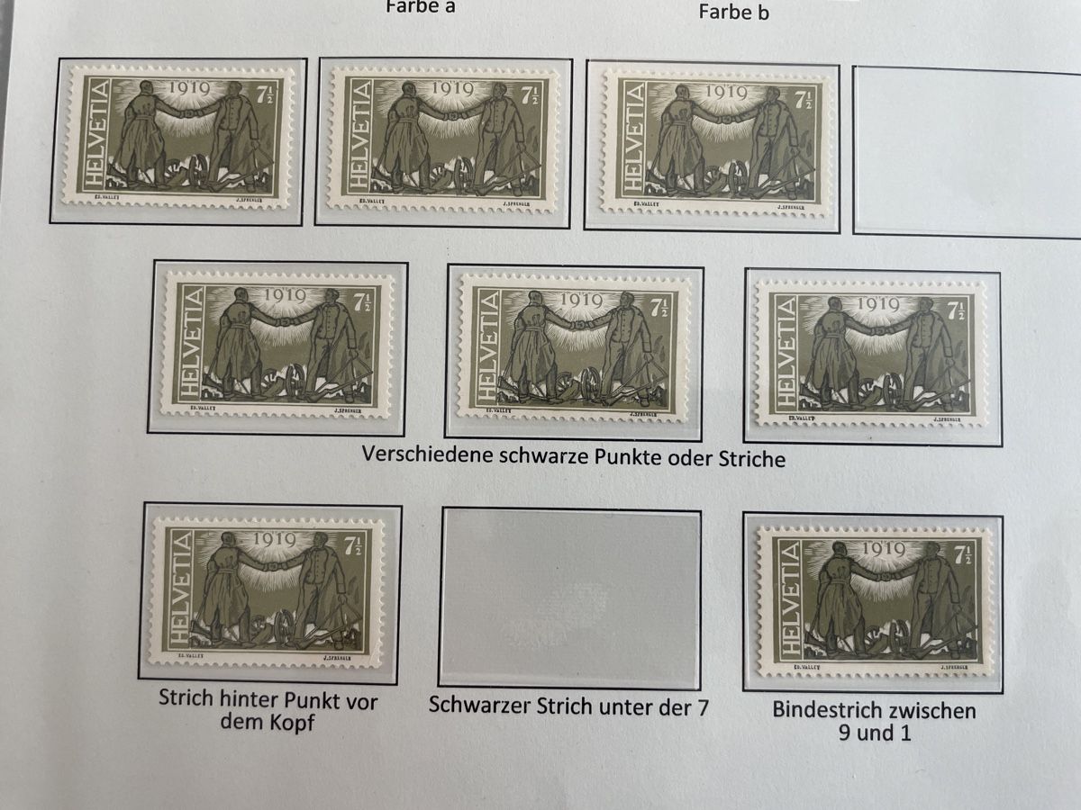 Alle Briefmarken: Znr 143 verschiedene Abart Marke – Gebraucht aus Muri AG von Briefmarke-Schweiz 1